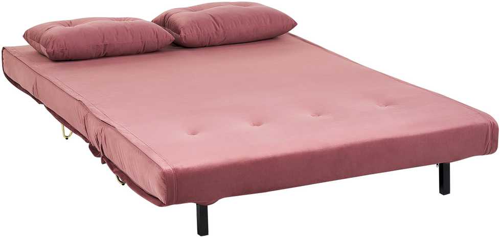 Beliani Dvivietė išskleidžiama sofa VESTFOLD, veliūrinė, rožinė
