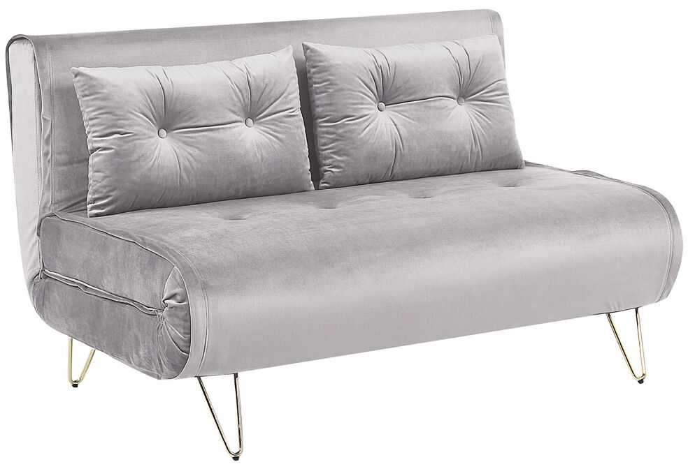 Beliani Dvivietė išskleidžiama sofa VESTFOLD, pilkas veliūras