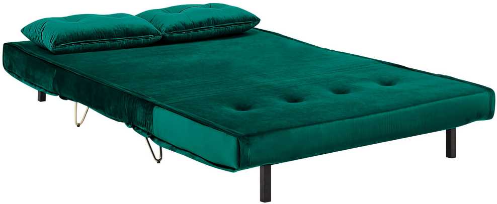 Beliani Dvivietė išskleidžiama sofa VESTFOLD, veliūras, tamsiai žalia