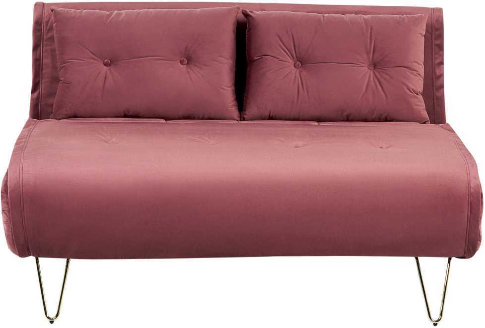 Beliani Dvivietė išskleidžiama sofa VESTFOLD, veliūrinė, rožinė
