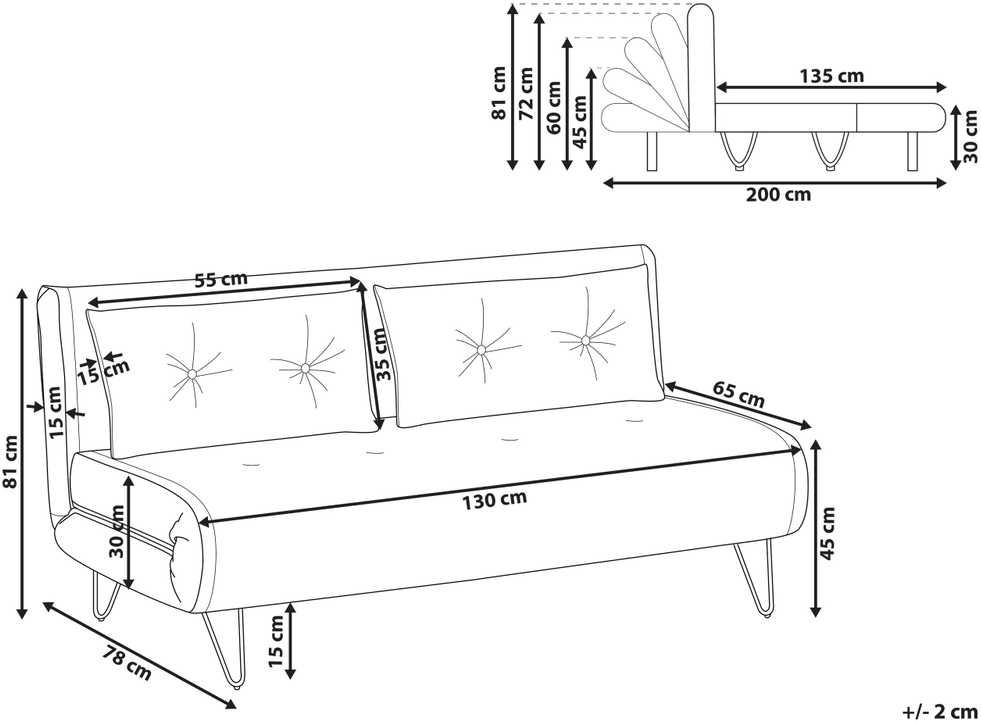 Beliani Dvivietė išskleidžiama sofa VESTFOLD, veliūras, tamsiai žalia