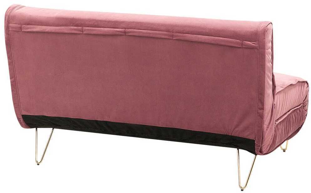 Beliani Dvivietė išskleidžiama sofa VESTFOLD, veliūrinė, rožinė