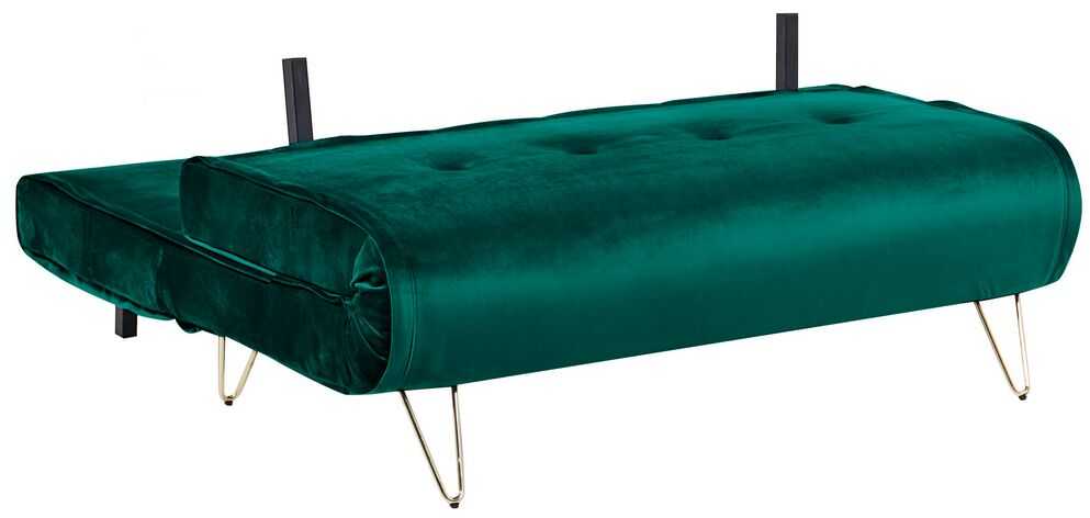 Beliani Dvivietė išskleidžiama sofa VESTFOLD, veliūras, tamsiai žalia