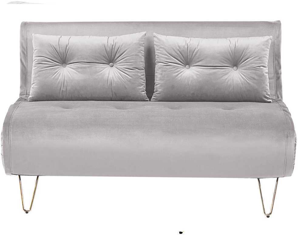 Beliani Dvivietė išskleidžiama sofa VESTFOLD, pilkas veliūras