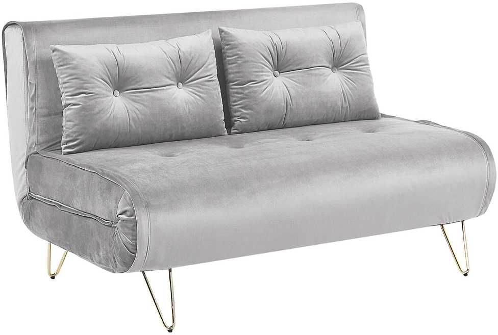 Beliani Dvivietė išskleidžiama sofa VESTFOLD, pilkas veliūras