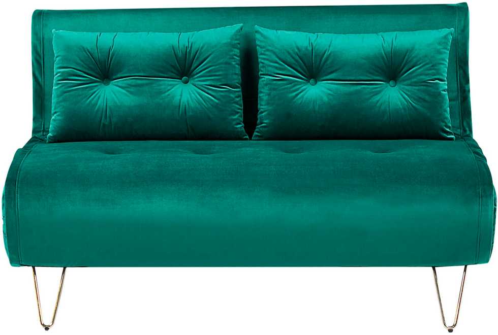 Beliani Dvivietė išskleidžiama sofa VESTFOLD, veliūras, tamsiai žalia