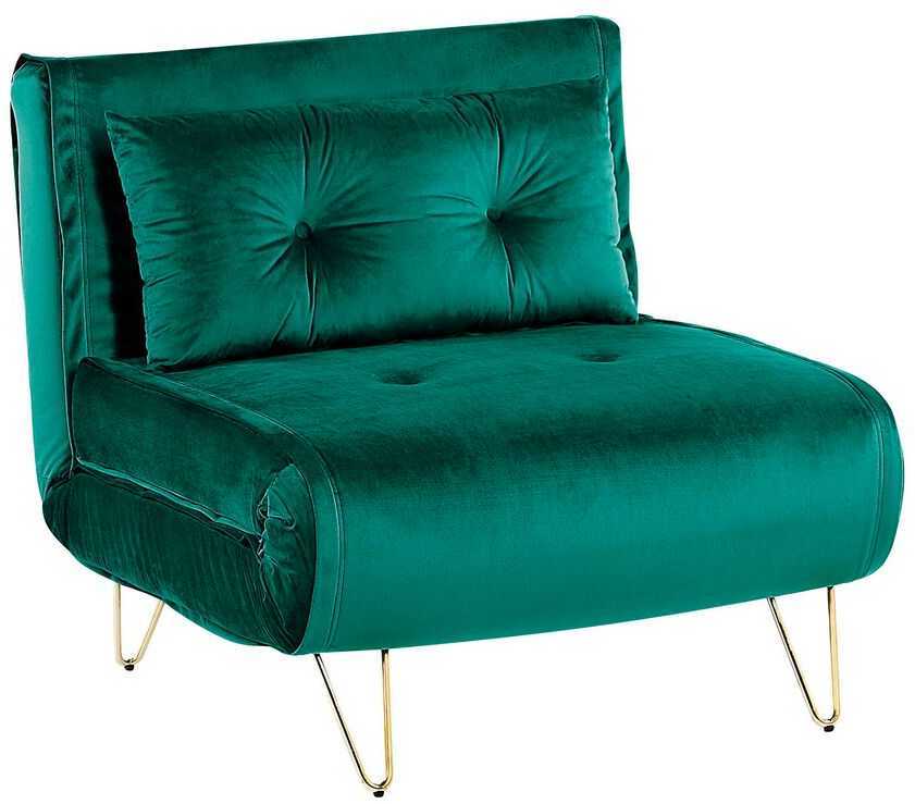 Fotelis Beliani Vienvietė išskleidžiama sofa VESTFOLD, tamsiai žalios spalvos veliūras