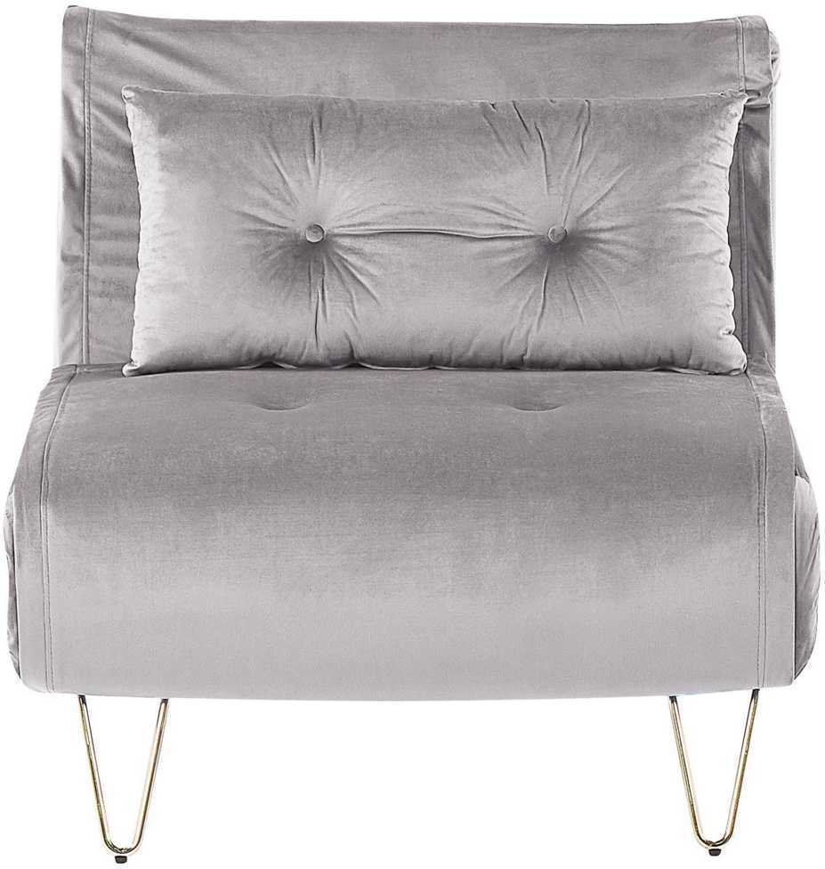 Beliani Vienvietė išskleidžiama sofa VESTFOLD, veliūrinė, pilka