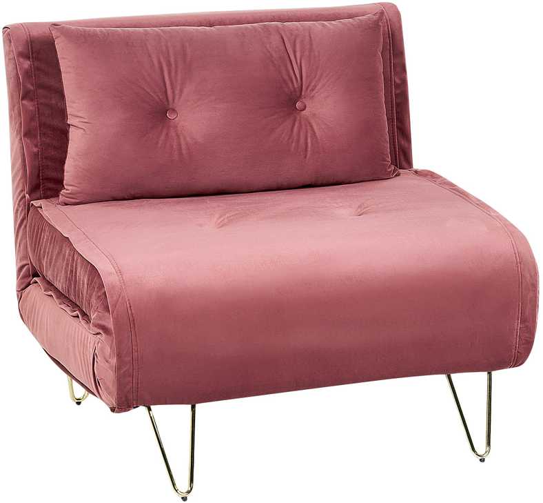 Beliani Vienvietė išskleidžiama sofa VESTFOLD, rožinė, veliūrinė