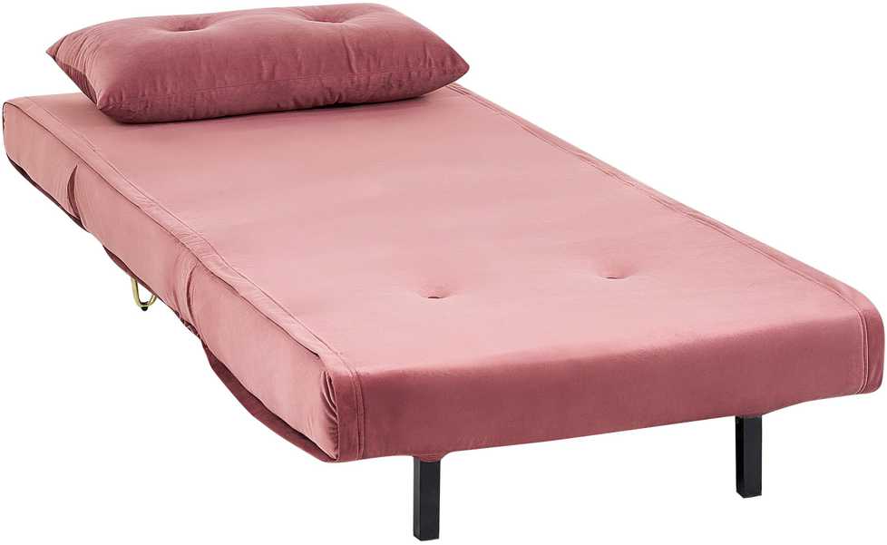 Beliani Vienvietė išskleidžiama sofa VESTFOLD, rožinė, veliūrinė