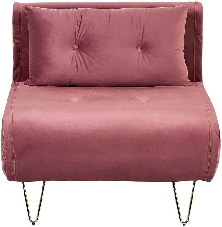 Beliani Vienvietė išskleidžiama sofa VESTFOLD, rožinė, veliūrinė
