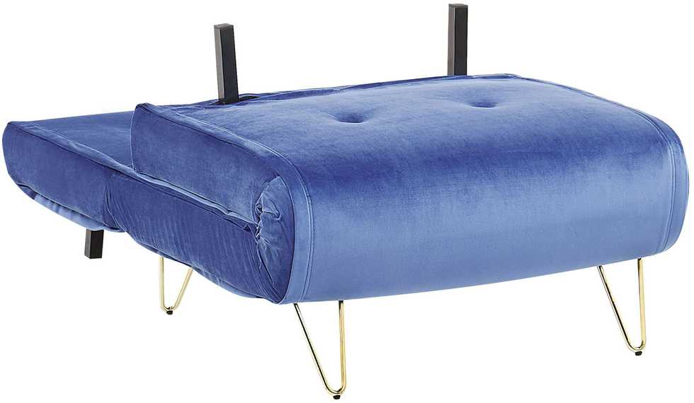 Beliani Viengulė išskleidžiama sofa VESTFOLD, veliūras, tamsiai mėlyna
