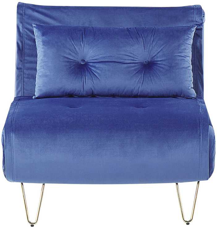 Beliani Viengulė išskleidžiama sofa VESTFOLD, veliūras, tamsiai mėlyna