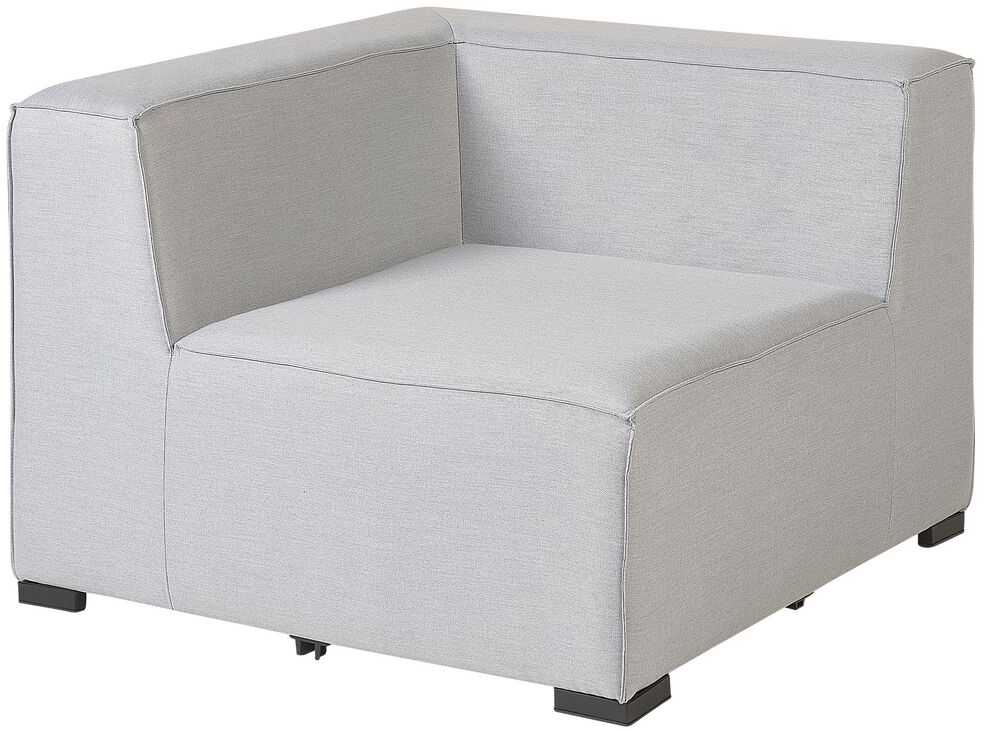 Lauko baldų komplektas Beliani Sodo kampinė sofa su pufu 7 asmenims AREZZO kairinė šviesiai pilka modulinė