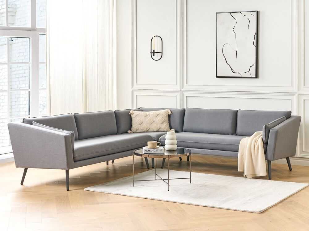 Beliani 5 vietų sodo kampinė sofa LORETELLO pilka