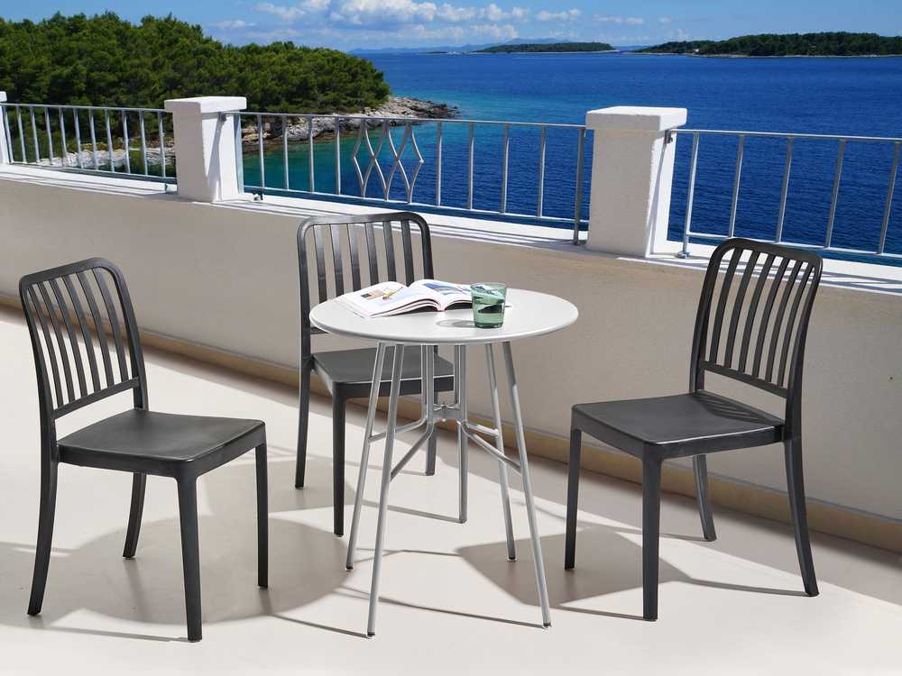 Beliani Bistro stalas TALTAL 64 cm 64 cm metalinis pilkas