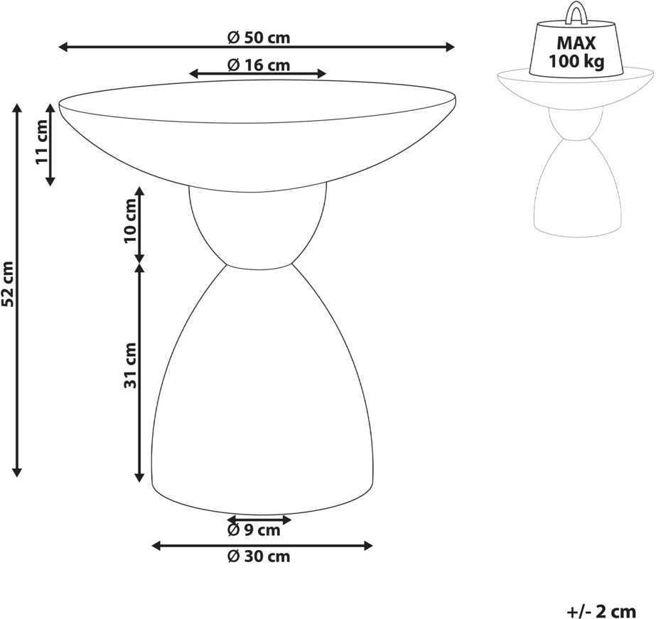 Beliani Šoninis staliukas CAFFI 50 cm 50 cm teraco efektas, kreminė balta
