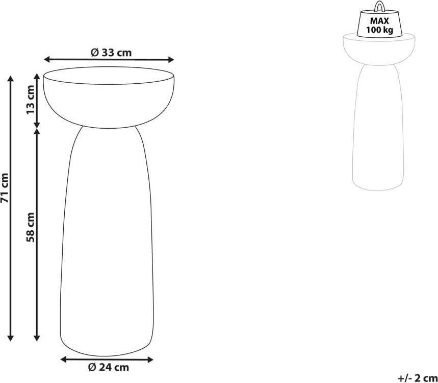 Beliani Šoninis staliukas CADINI 33 cm 33 cm Teraco efektas Balkšva