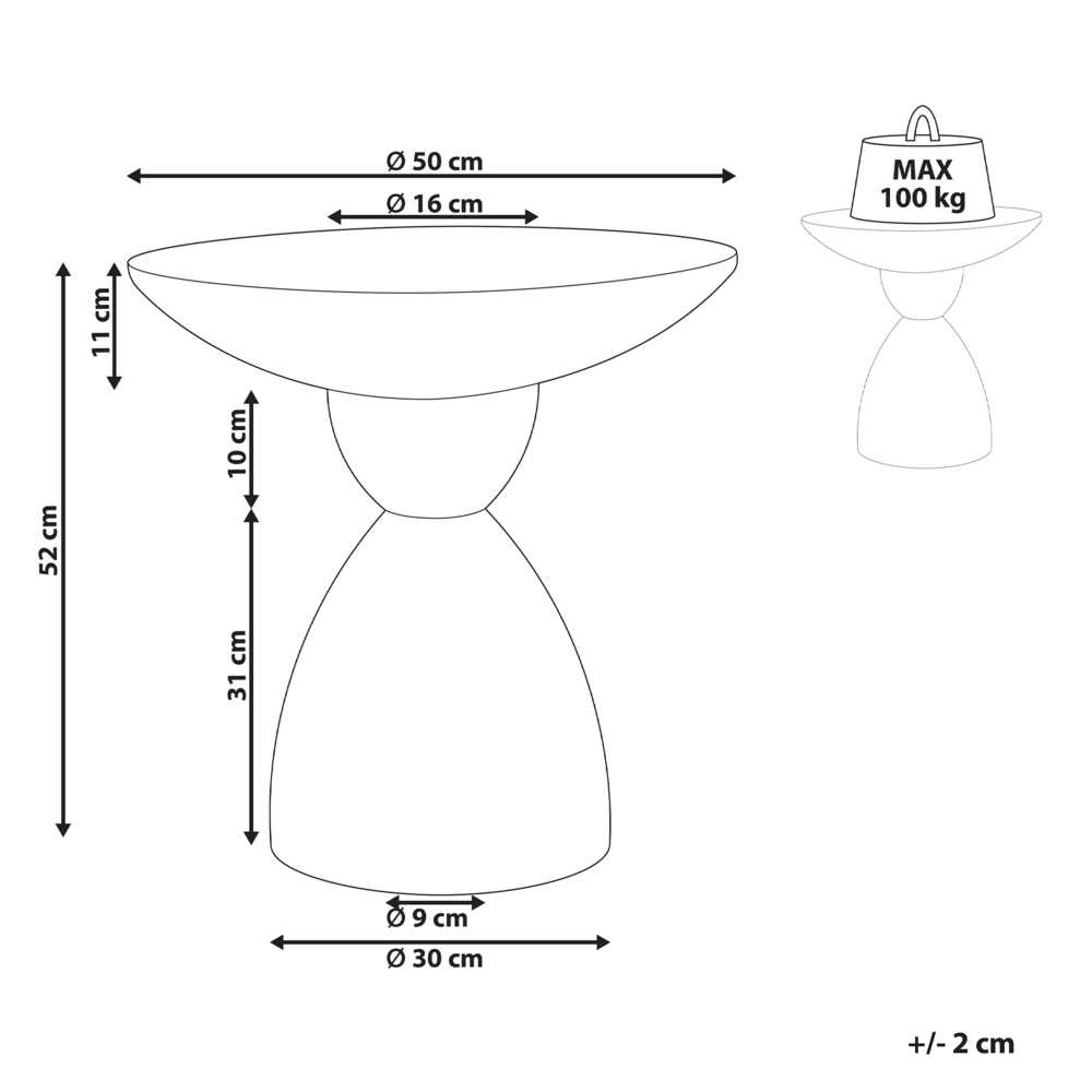 Beliani Šoninis staliukas CAFFI 50 cm 50 cm teraco efektas, kreminė balta
