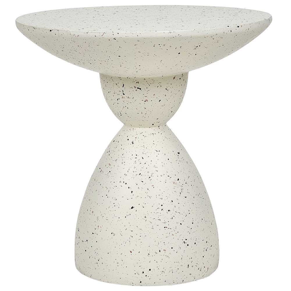 Beliani Šoninis staliukas CAFFI 50 cm 50 cm teraco efektas, kreminė balta