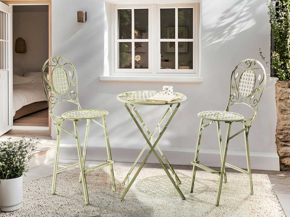 Beliani Sodo baro stalas BIVIO 60 cm 60 cm metalinis šviesiai žalias