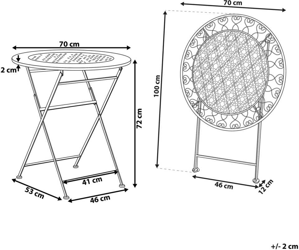 Beliani Bistro staliukas TRIESTE 70 cm 70 cm metalinis šviesiai smėlinis