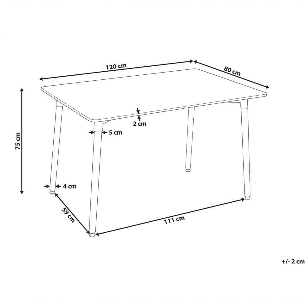 Beliani Valgomojo stalas NEWBERRY baltas 120 cm x 80 cm