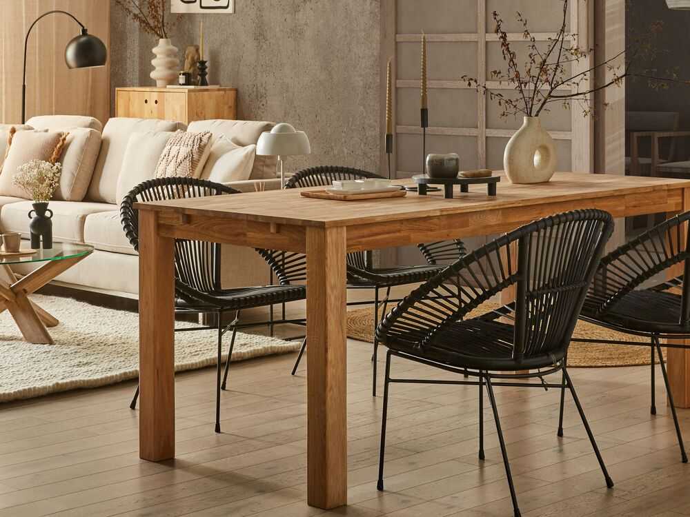 Beliani Valgomojo stalas TESA Rudas 180x90 cm Akacijos mediena