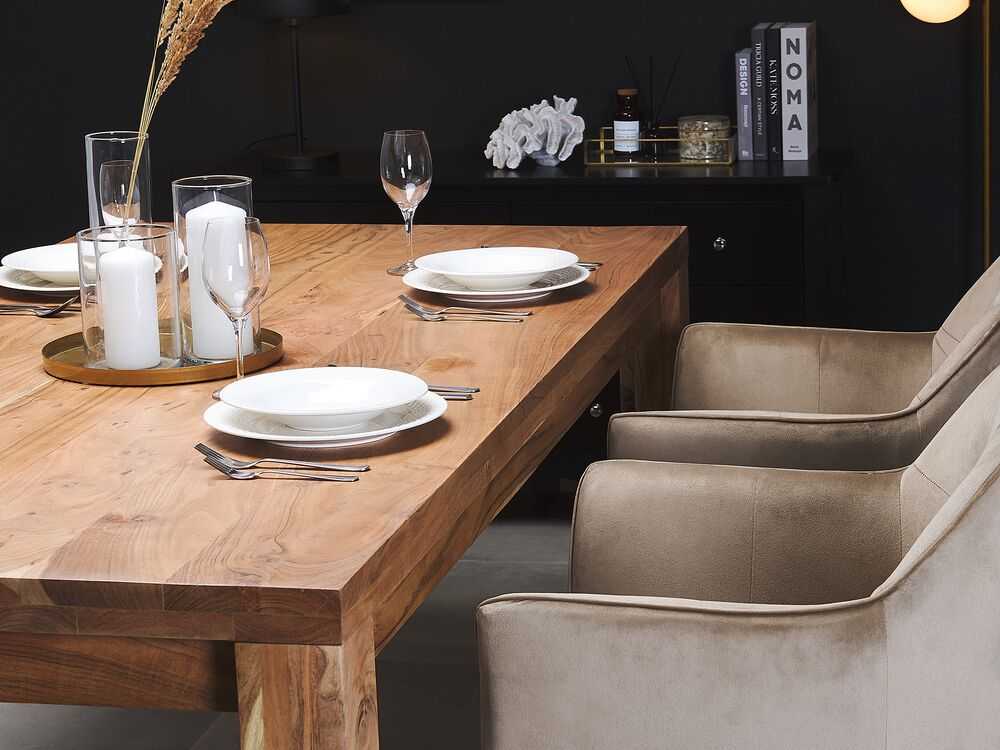 Beliani Valgomojo stalas TESA Rudas 180x90 cm Akacijos mediena