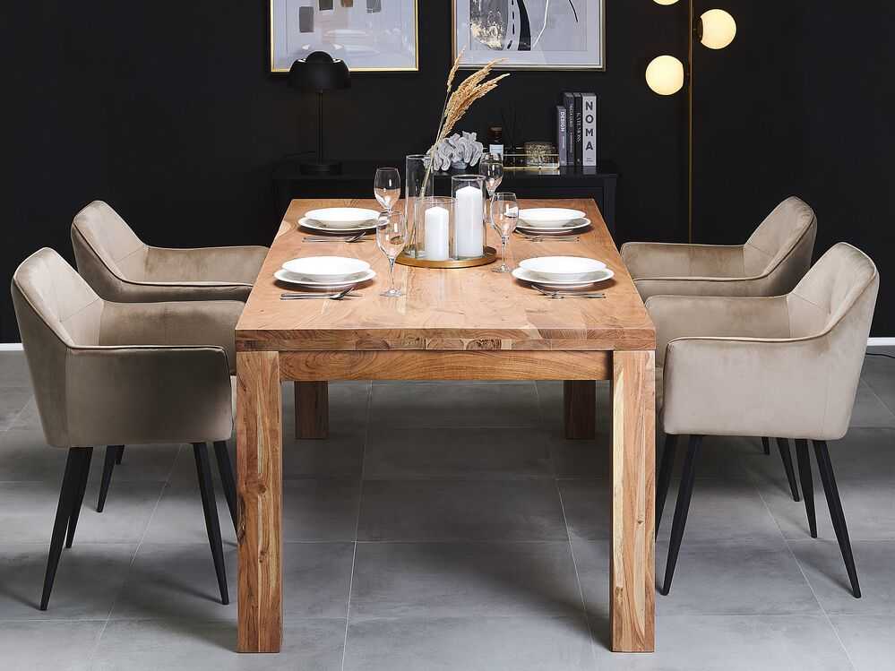 Beliani Valgomojo stalas TESA Rudas 180x90 cm Akacijos mediena