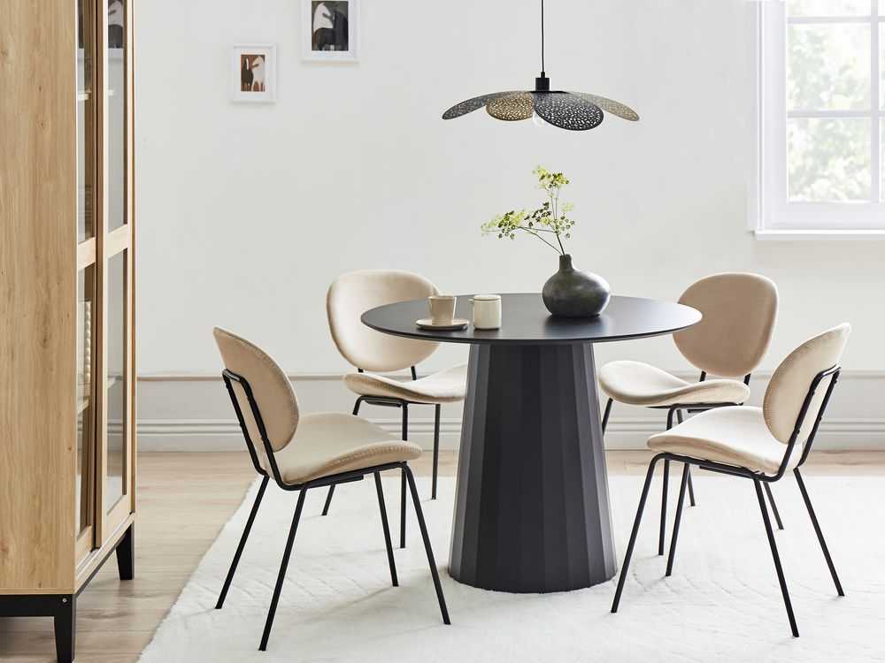 Beliani Valgomojo stalas PLATO juodas 100 cm metalinis
