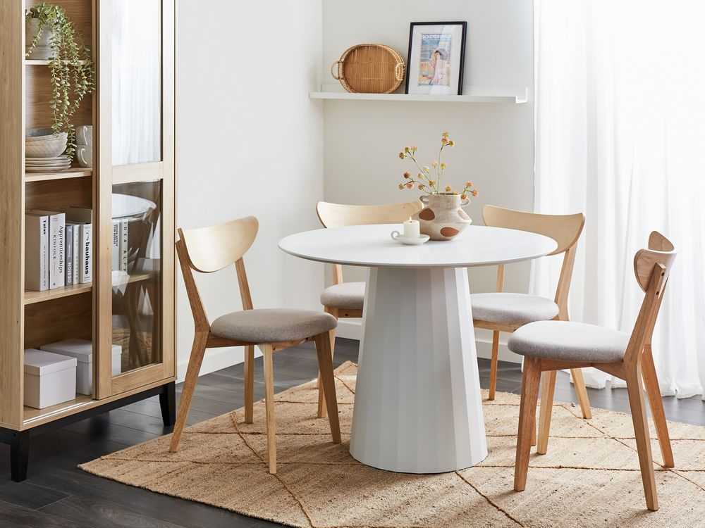 Beliani Valgomojo stalas PLATO baltas 100 cm metalinis
