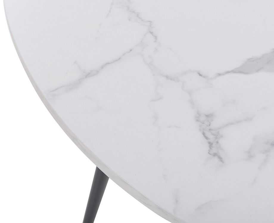 Beliani Valgomojo stalas ODEON baltas marmuras 120 cm