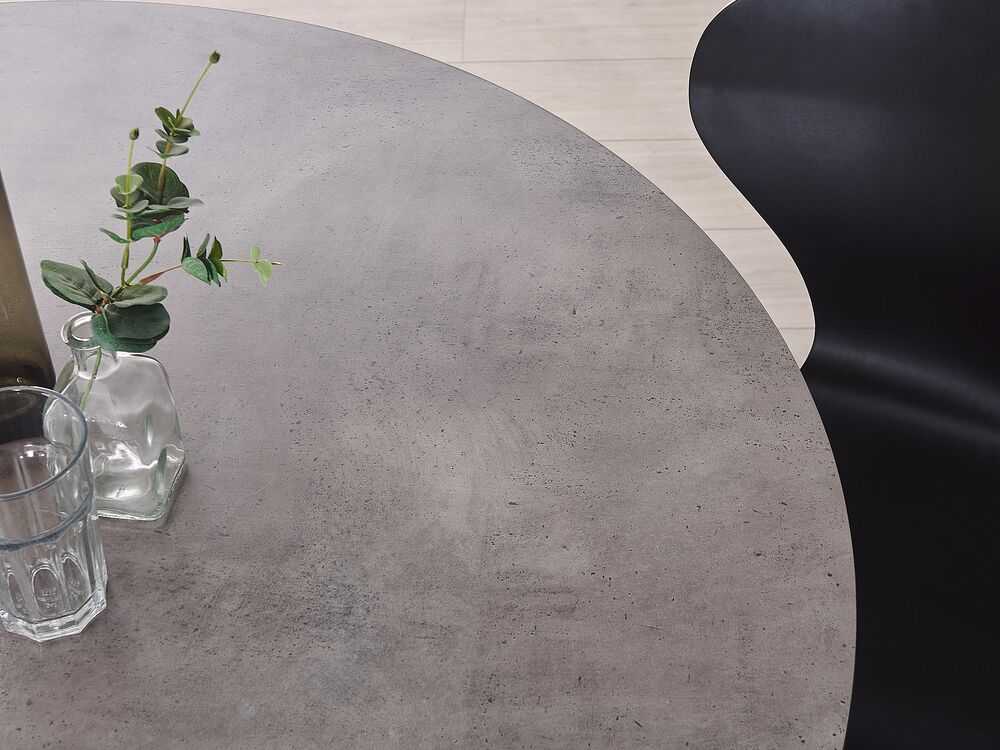 Beliani Valgomojo stalas ODEON Pilkas betono efektas 120 cm 120 cm