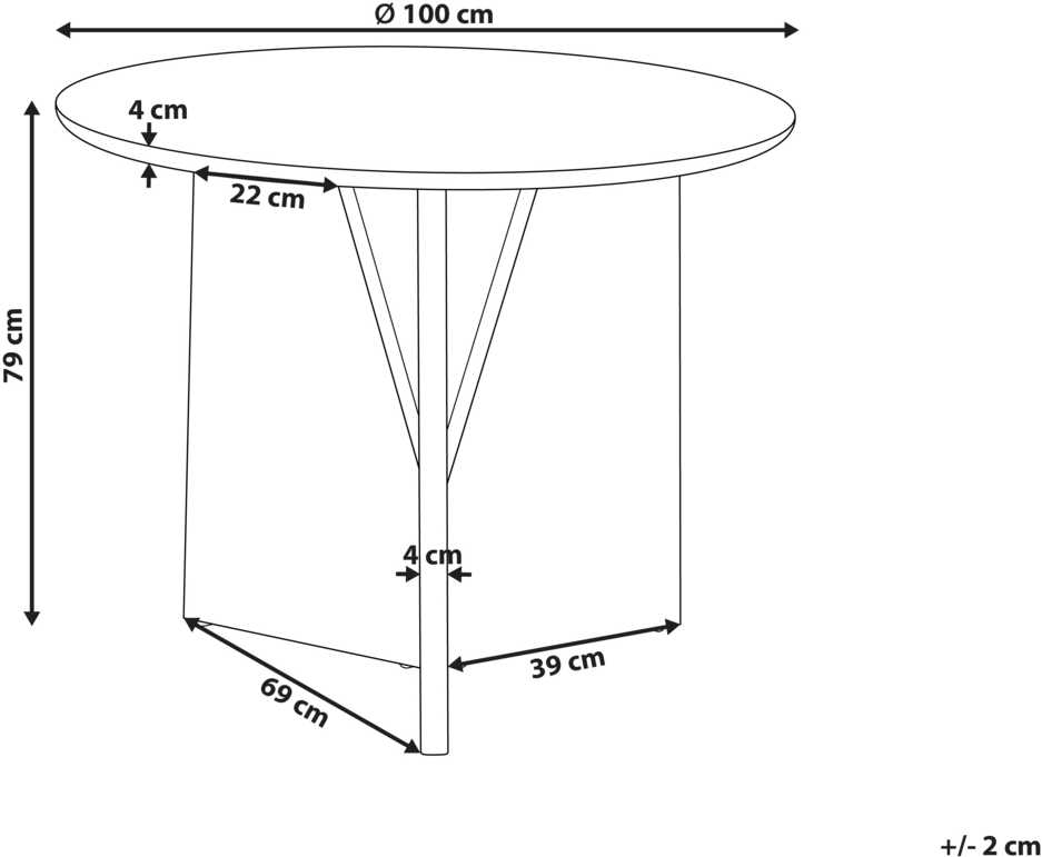 Beliani Valgomojo stalas ARRAN rudas 100 cm 100 cm akacijos mediena