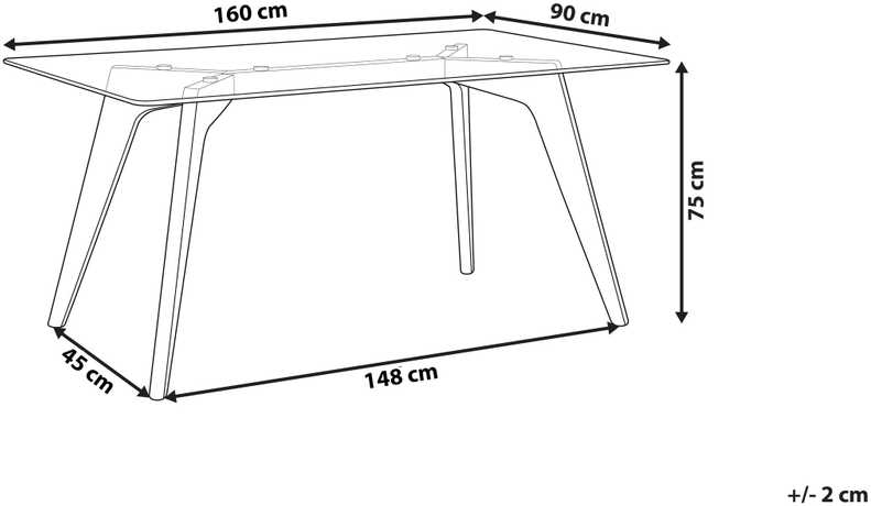 Beliani Valgomojo stalas HUDSON Skaidrus 160 cm 90 cm Grūdintas stiklas