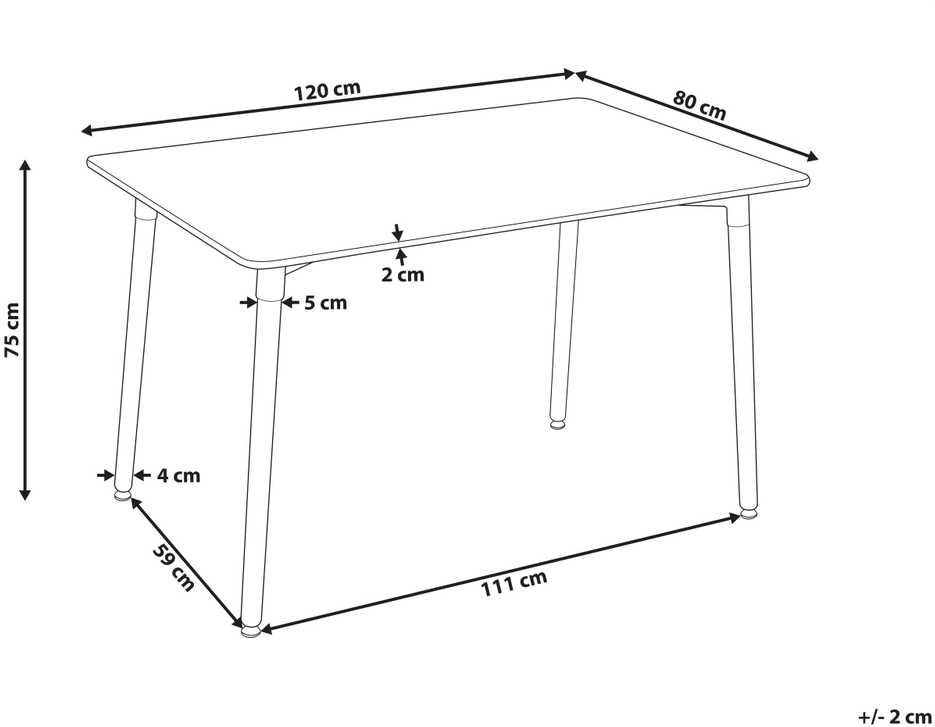 Beliani Valgomojo stalas NEWBERRY baltas 120 cm x 80 cm