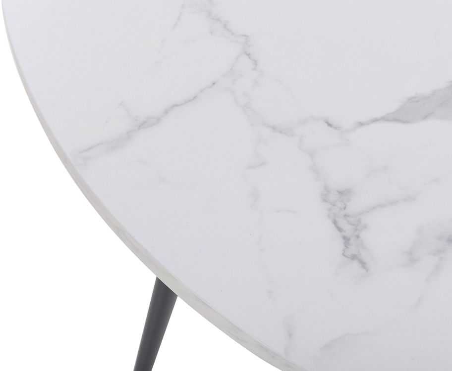 Beliani Valgomojo stalas ODEON baltas marmuras 120 cm