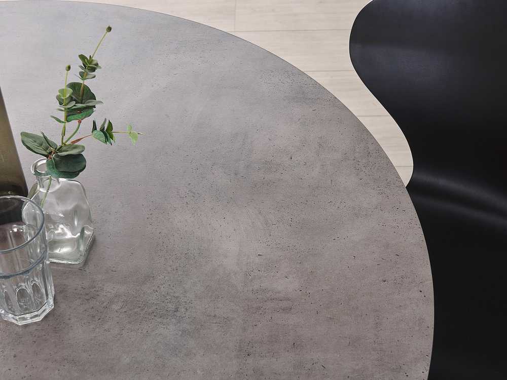 Beliani Valgomojo stalas ODEON Pilkas betono efektas 120 cm 120 cm