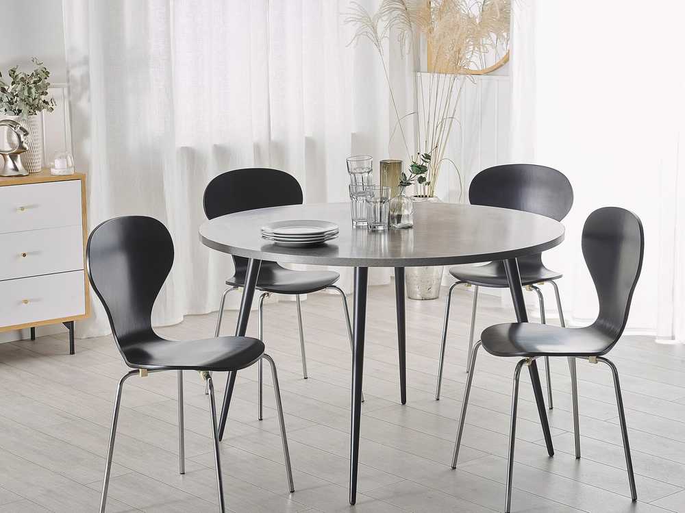 Beliani Valgomojo stalas ODEON Pilkas betono efektas 120 cm 120 cm