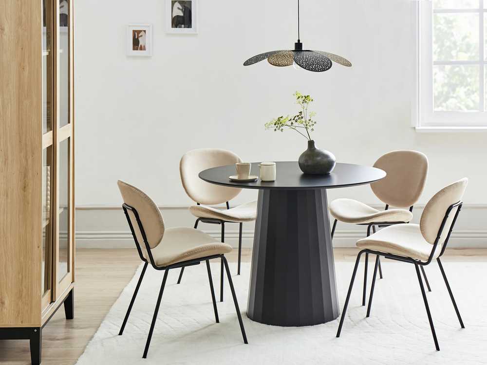 Beliani Valgomojo stalas PLATO juodas 100 cm metalinis