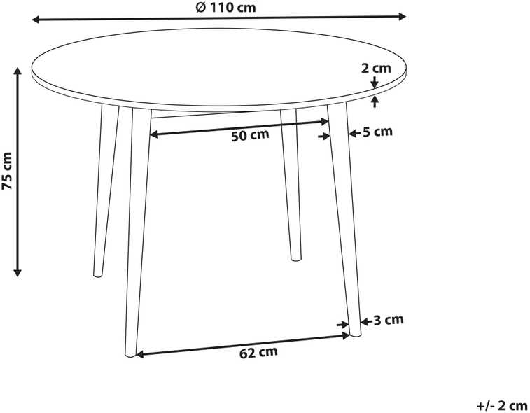 Beliani Valgomojo stalas RADAN šviesiai rudas 110 cm 110 cm