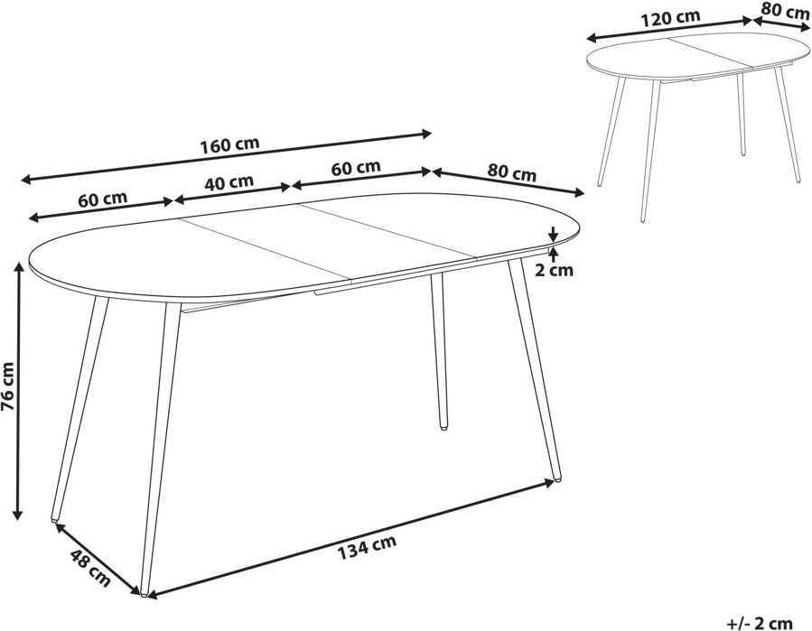 Beliani Išskleidžiamas valgomojo stalas STAVERTON baltas 120/160 cm 80 cm