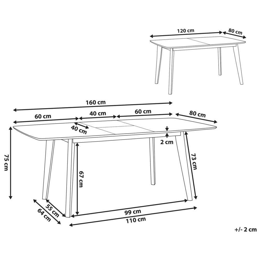 Beliani Išskleidžiamas valgomojo stalas SANFORD baltas 120/160 cm 80 cm