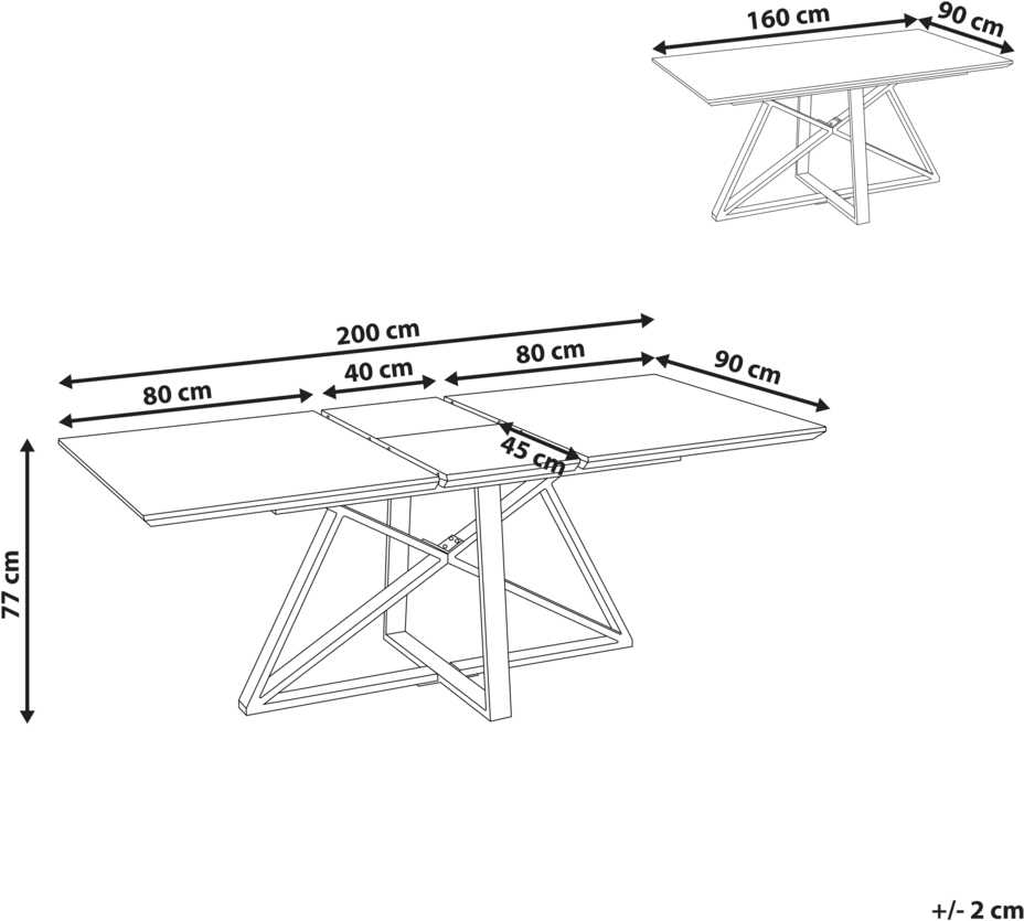 Beliani Išskleidžiamas valgomojo stalas MAXIMUS baltas marmuras 160/200 cm 90 cm