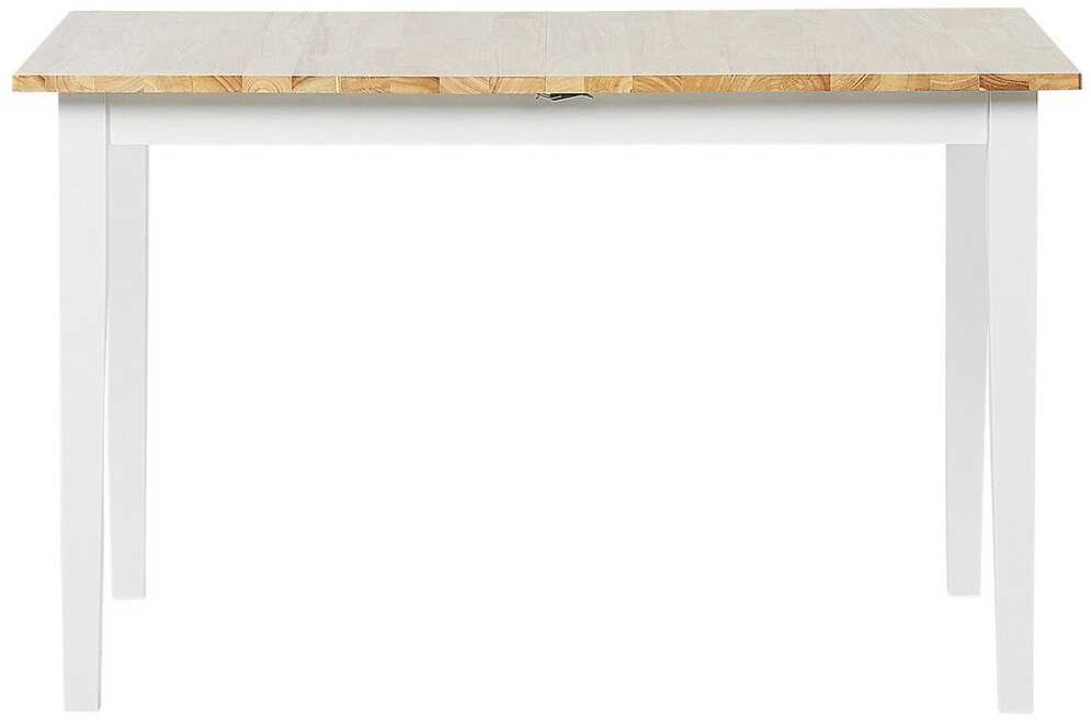 Beliani Išskleidžiamas valgomojo stalas HOUSTON šviesiai rudas/baltas 120/150 cm 90 cm pušies mediena