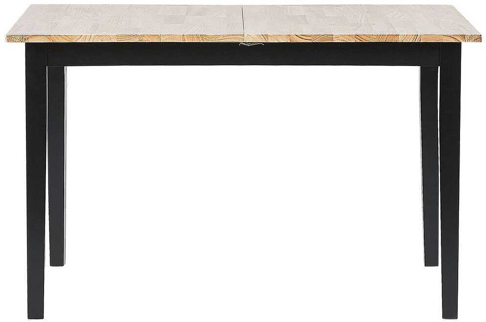 Beliani Išskleidžiamas valgomojo stalas HOUSTON šviesiai rudas/juodas 120/150 cm 90 cm pušies mediena