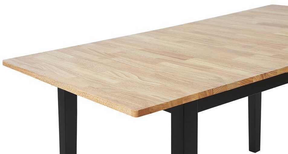 Beliani Išskleidžiamas valgomojo stalas HOUSTON šviesiai rudas/juodas 120/150 cm 90 cm pušies mediena
