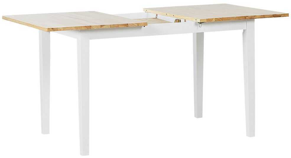 Beliani Išskleidžiamas valgomojo stalas HOUSTON šviesiai rudas/baltas 120/150 cm 90 cm pušies mediena