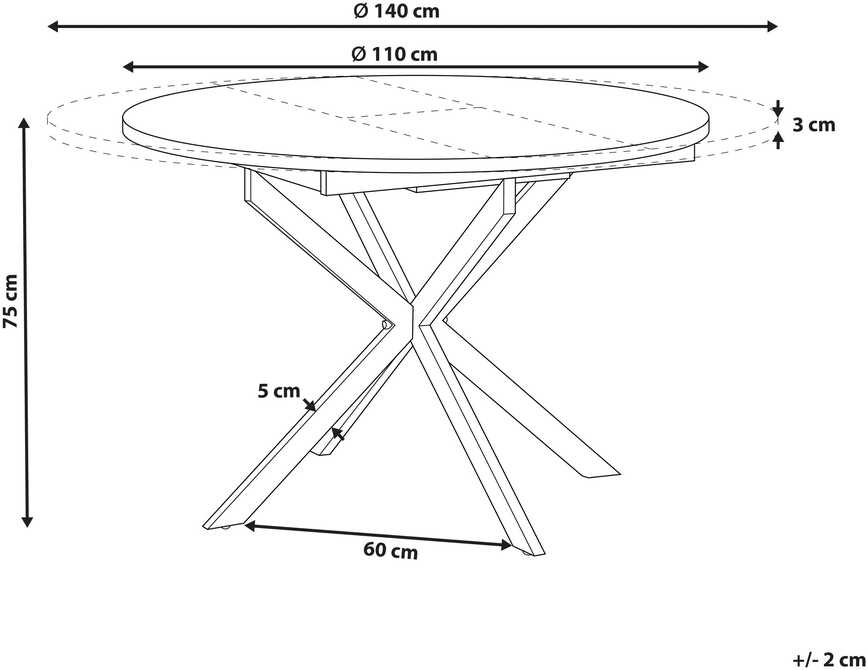 Beliani Išskleidžiamas valgomojo stalas FRIONA tamsiai rudas 110/140 cm 110 cm